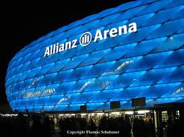 view of Allianz Arena from outside at night (on the web)