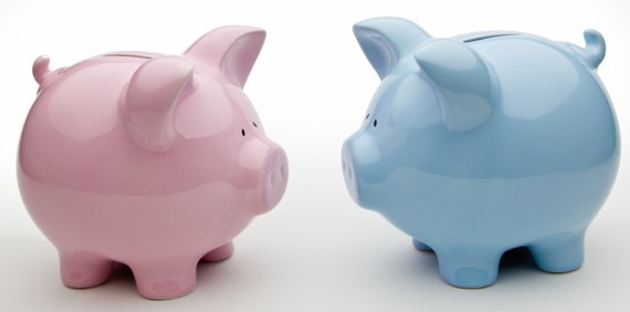Blue And Pink Piggy Banks via flickr by Ken Teegardin